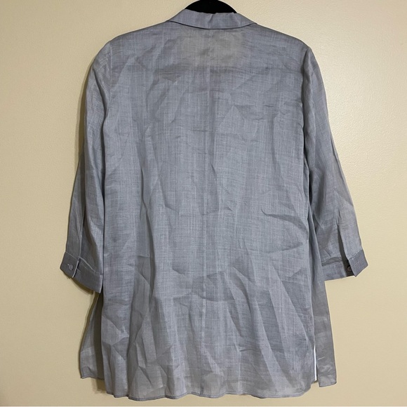 LAYFAYETTE 148 light grey‎ button up blouse with cardigan flaps in front size s - Picture 6 of 6